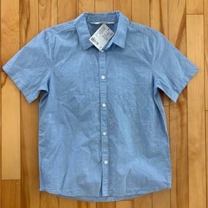 H&M kids short sleeve button up shirt light blue NWT 9-10 church Easter preppy